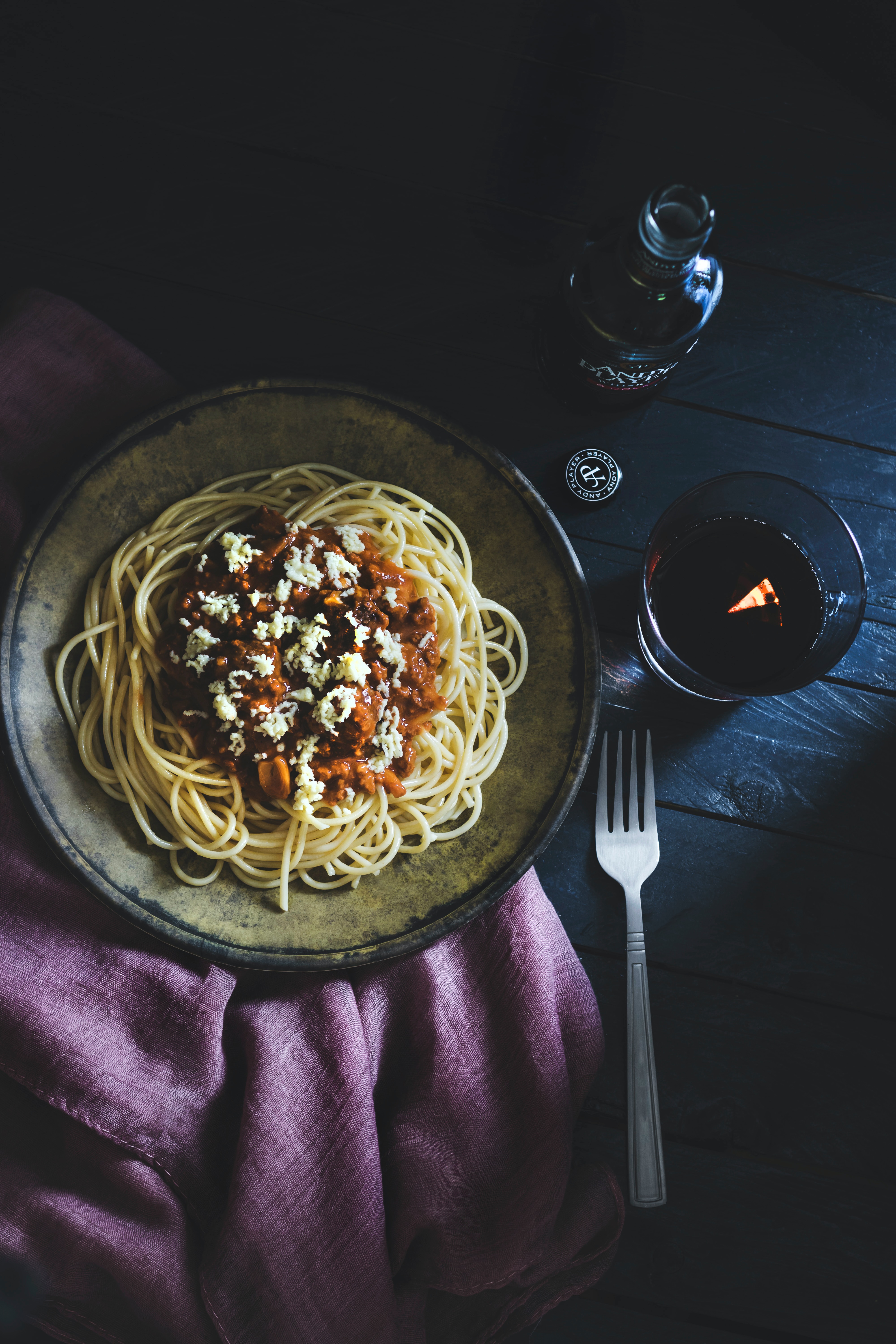 spagetti sause with wine. 